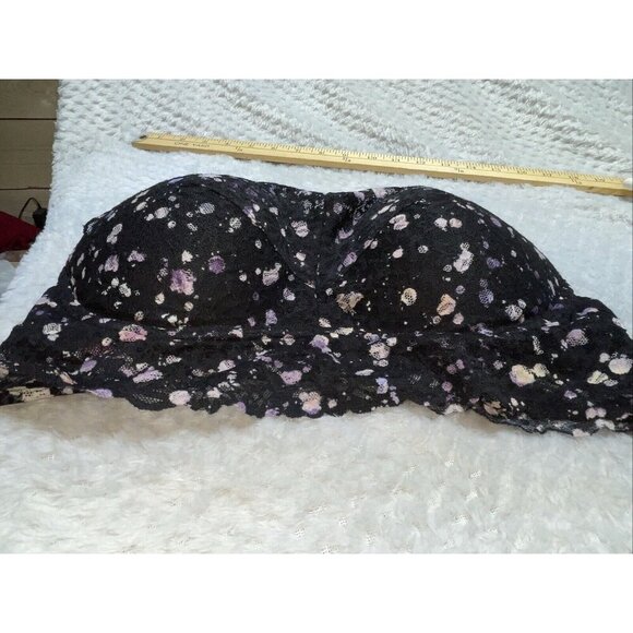 Victoria Secret PINK Bralette Bra Medium Push Up Blue Navy High Neck Halter Lace - Picture 11 of 14